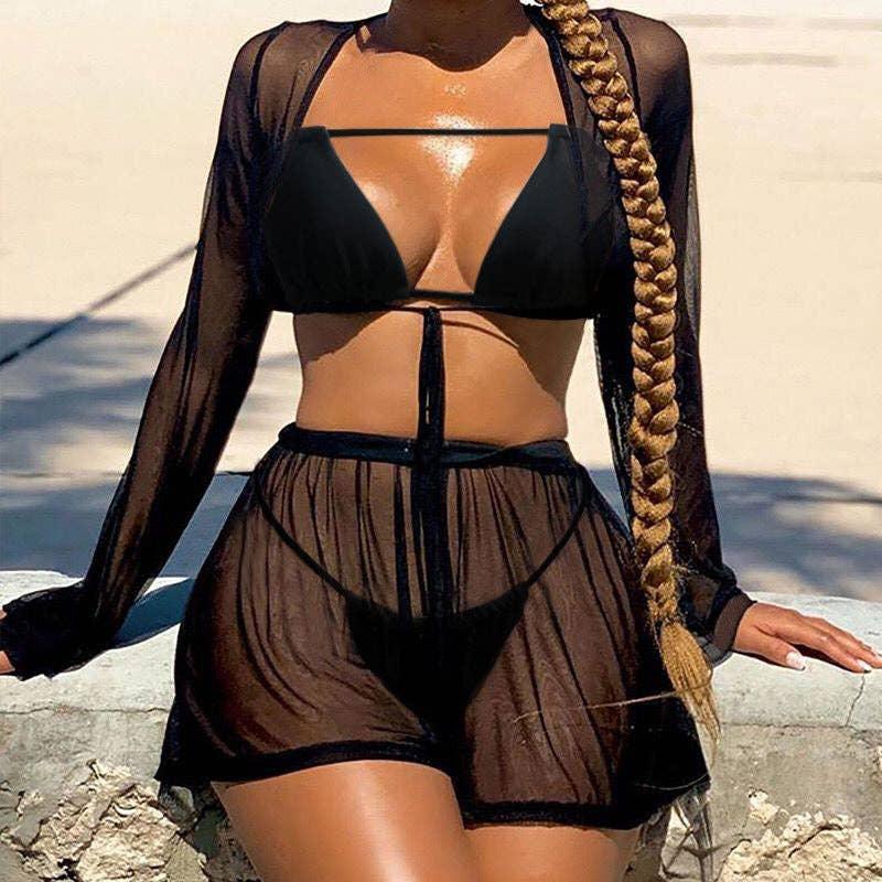 Classic 2PCS Bikini Set with Top and Shorts Cover Y1279 - SWEETKAMA