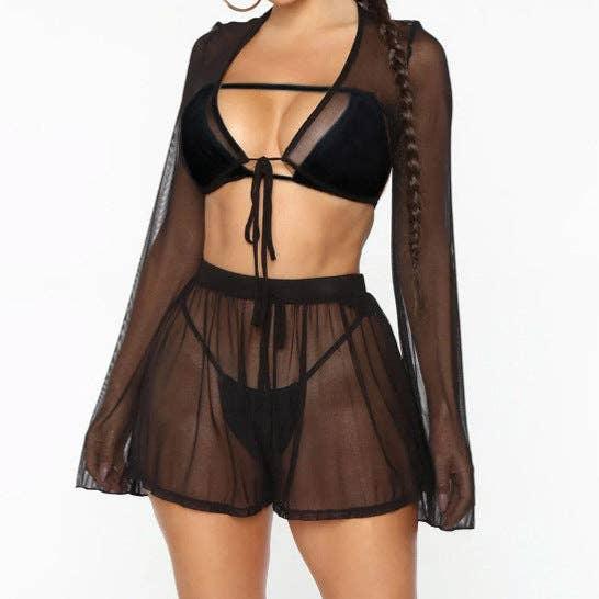 Classic 2PCS Bikini Set with Top and Shorts Cover Y1279 - SWEETKAMA