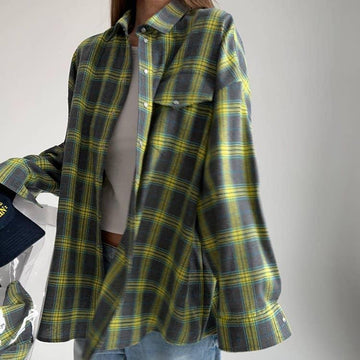 Classic Long Sleeves Plaid Shirt Casual Top CS10384T - SWEETKAMA