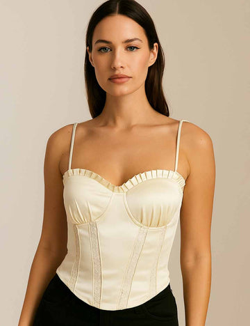 Ladies Lace Sretch Stain String Shoulder Corset Top