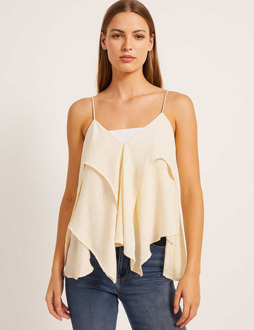 V-Neck Flounce String Ladies Daily Halter Top SKT2051