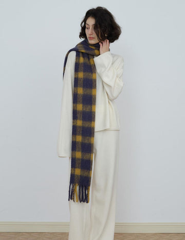 Ladies Color Blocks Check Scarf YN016