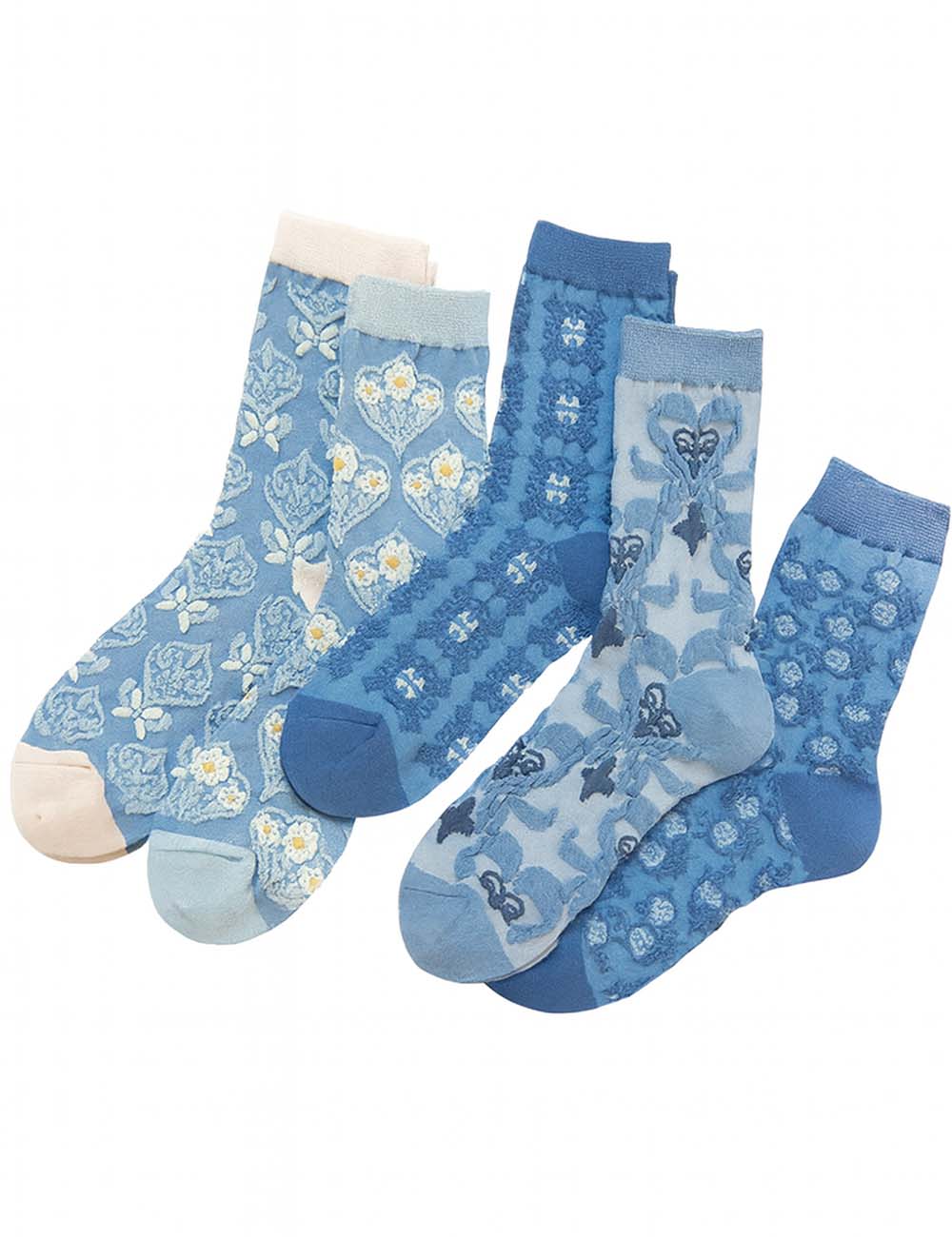 Ladies 5 Pack Vintage Floral Jacquard Socks Set