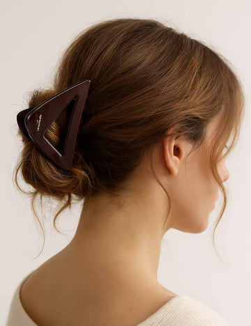 Ladies Minimalist Chocolate Acetate Triangle Claw Hair Clip