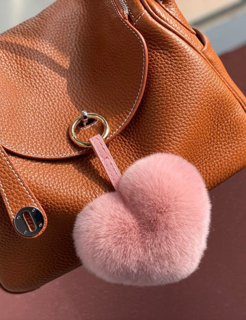 Heart Shaped Faux Mink Pandent Key Ring SKAC4104