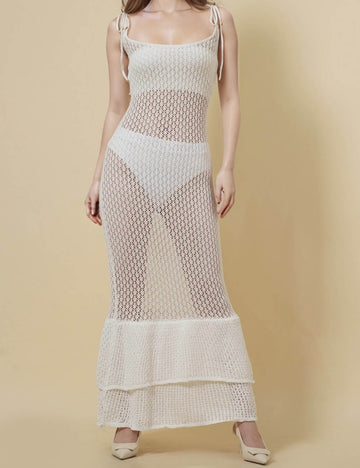 Ladies Cami Hollow Out Knit Midi Dress SKD50184