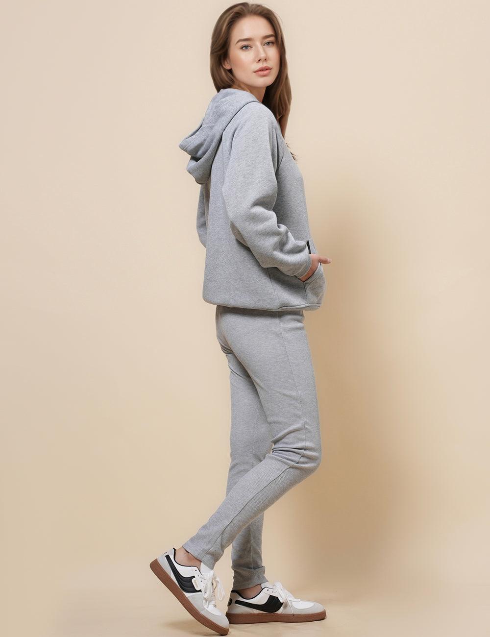 Ladies Solid Color Hoodie Pants Tank Top 3PCS Set SKST4959