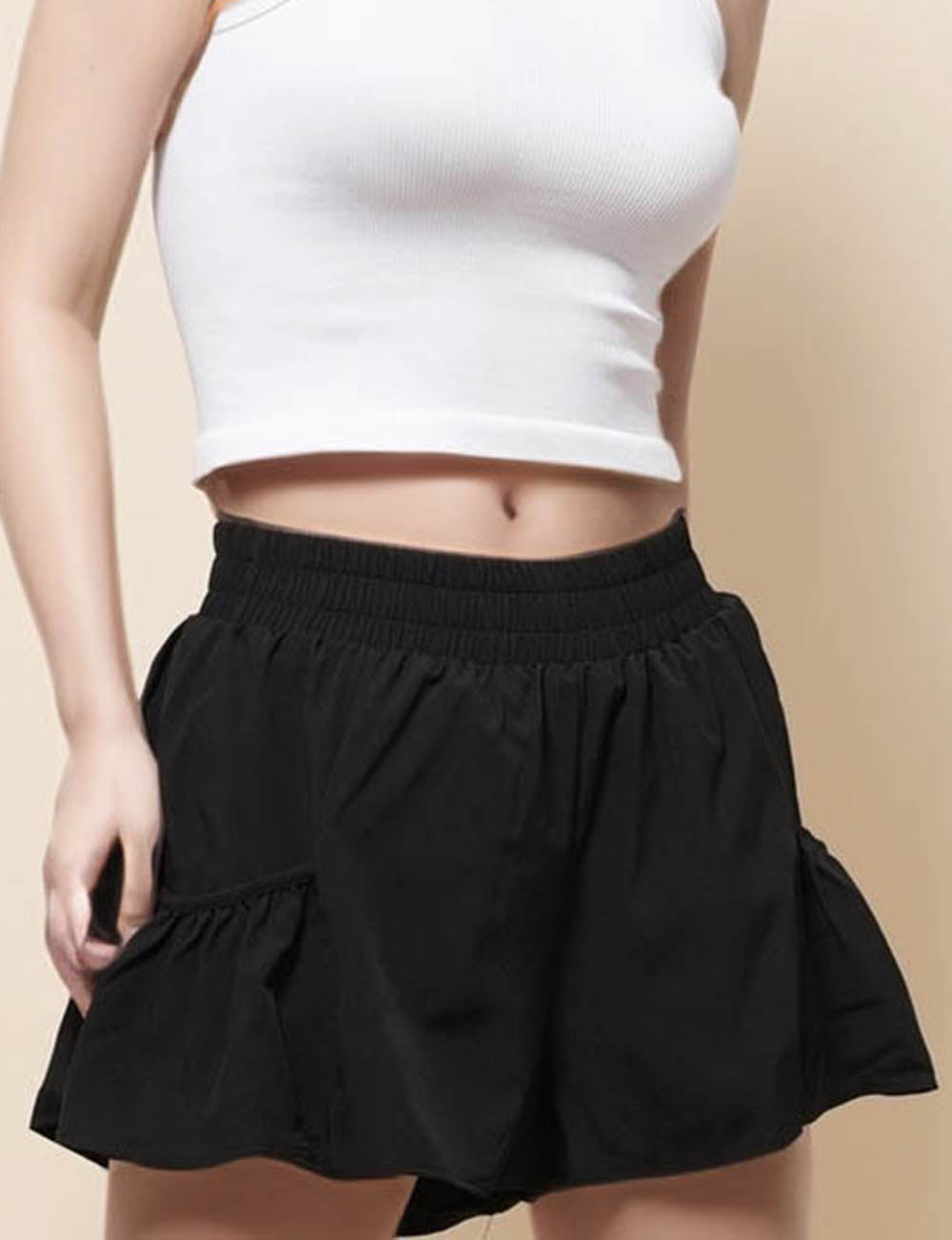 Ladies Elastic Waist Pockets Basic Mini Skirt SKS51300