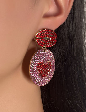 Ladies Valentine Rhinestone Pandent Earrings SKAJ4222