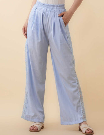 Ladies Lace Elastic Waist Wide Leg Pants