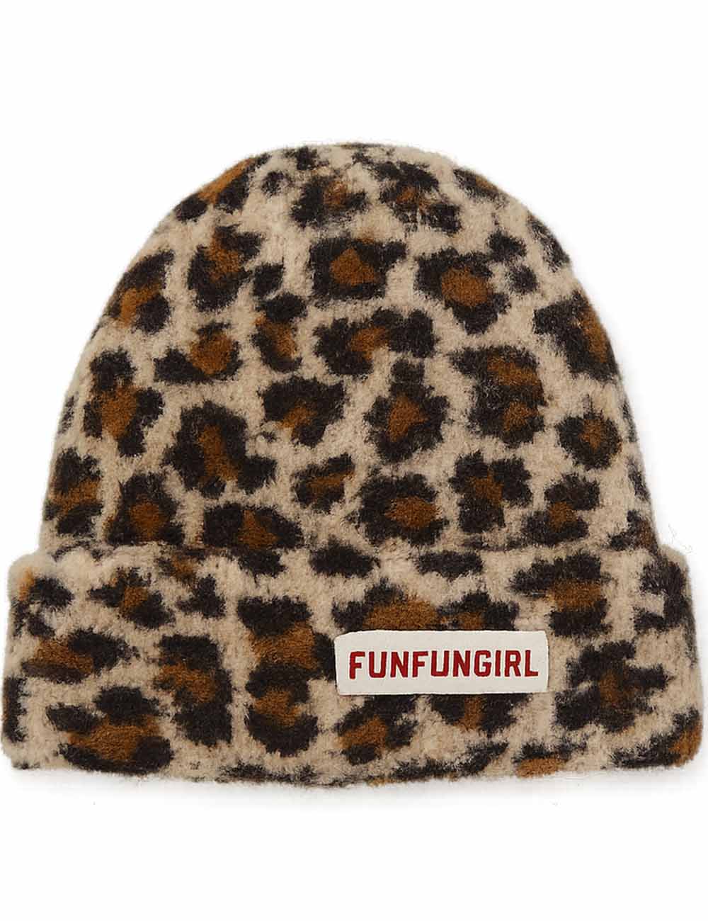 Ladies Vintage Leopard Folded Knit Dome Hat