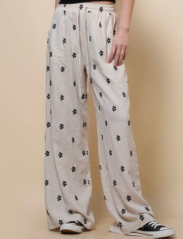 Ladies Embroidery Linen Loungwear Pants SKP50459