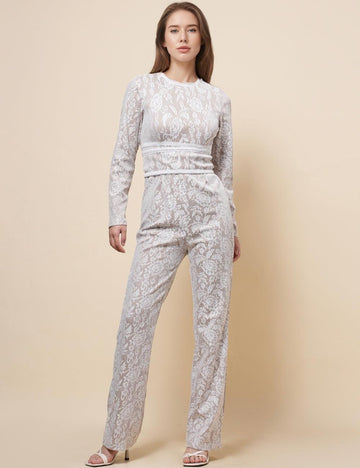 Ladies Lace Color Block Waist Band Jumpsuit SKJ4899