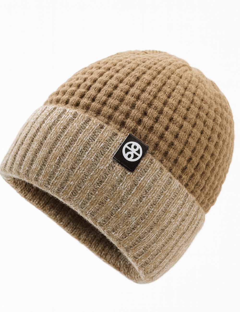 Ladies Cozy Color Block Folded Dome Knit Hat