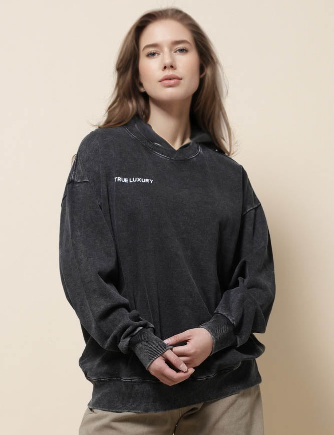 Ladies Round Neck Long Sleeves Washed Sweatshirt SKT51220