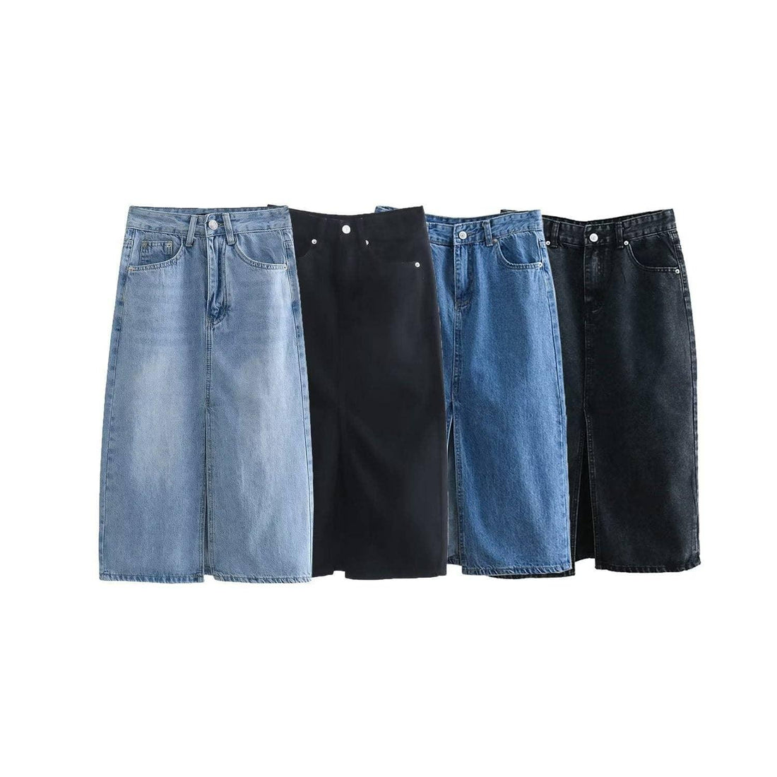 Denim Solid Color High Waist Women Daily Skirt E47734 - SWEETKAMA