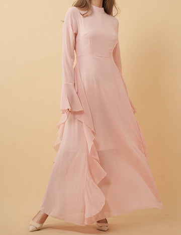 Ladies Ruffle Flared Sleeves Maxi Dress 8SKD51174