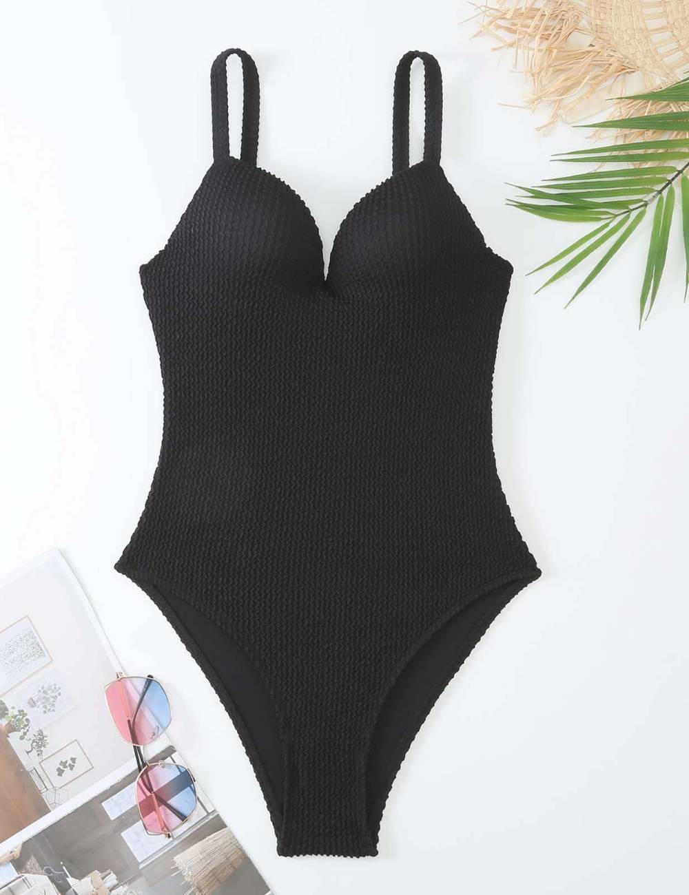 Ladies Wrinkle Basic One Piece Swimwear SKSW40156