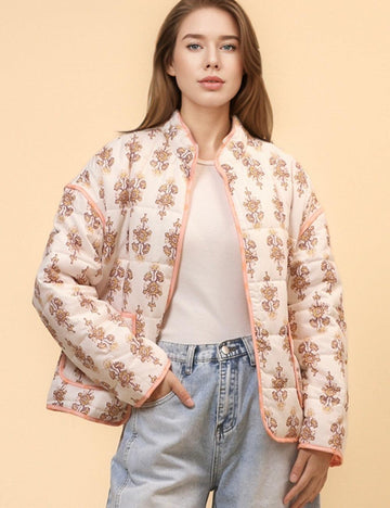 Ladies Floral Printed Cotton-Padded Jacket SKT4662