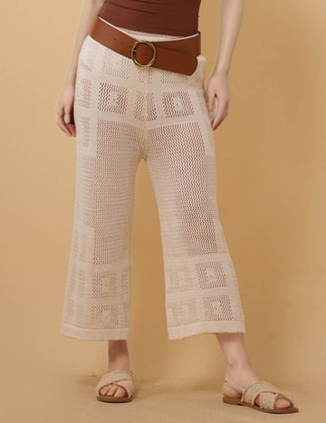 Ladies Cropped Pants Hollow Out Knit Capri Pants 8SKP51319