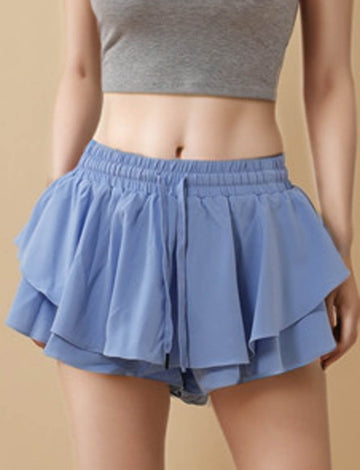 Ladies Solid Color Ruffle Casual Fit Skort 8SKS5CF44 Wjh