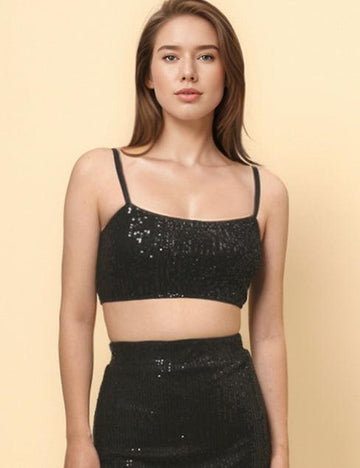 Ladies Shinny Sequin Night Out Party Club Camis SKT4862