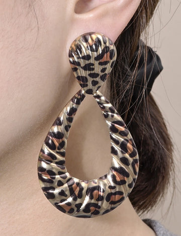 Ladies Leopard Water Dropped Pandent Earrings SKAJ4225