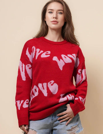 Ladies Love Knit Color Block Pullover Sweater SKT41107
