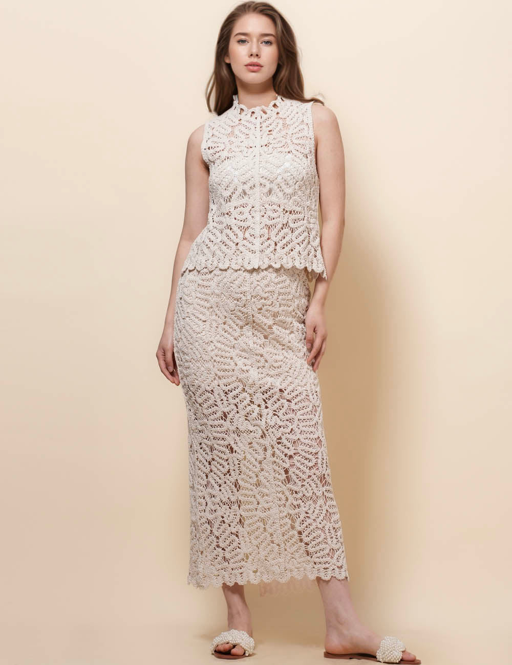 Ladies Knit Sleeveless Top Skirt 2PCS Set SKST50330