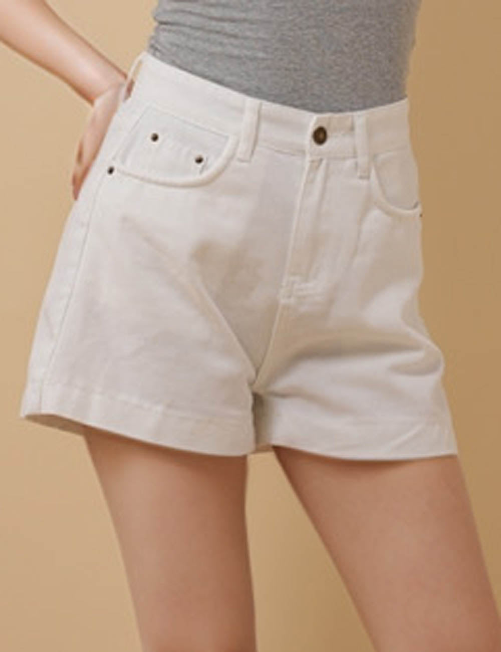 Ladies White Floral Embroidery Denim Shorts 8SKS51335