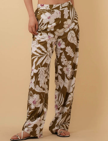Ladies Floral Print High Waist Straight Leg Pants 8SKP50461