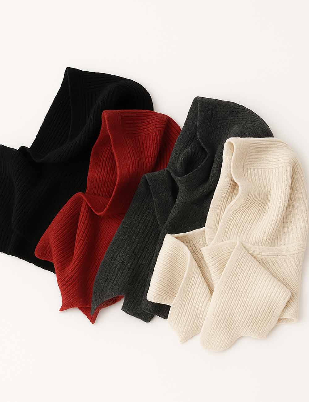 Ladies Cozy Solid Color Knit Hooded Scarf
