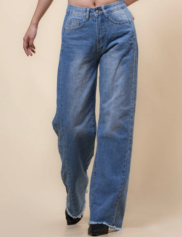 Ladies Mid Rise Jeans Stright Leg Denim Pants SKP41039