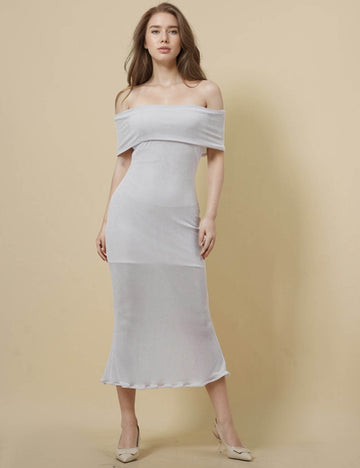 Ladies Off-Shoulder Sleeveless Basic Midi Dress SKD51218