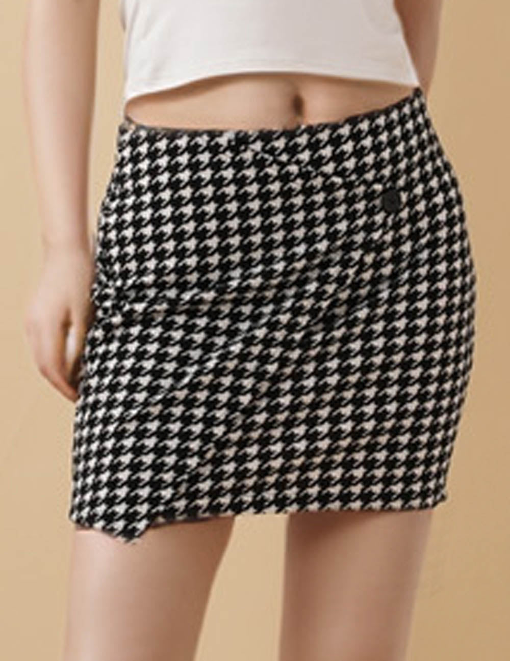 Ladies Houndstooth Hip Wrap Mini Skirt 8SKS51359