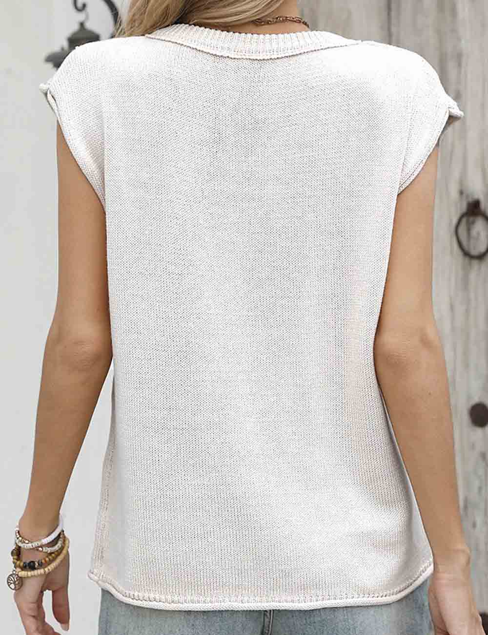 Ladies 4th of July American Flag Round Neck Sleeveless Knit Vest