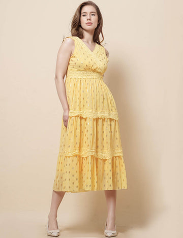 Ladies V-Neck Sleeveless Hollow Out Maxi Dress SKD51197