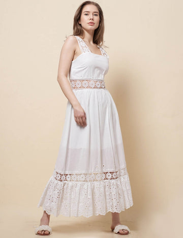 Ladies String Shoulder Hollow Out Maxi Dress SKD51202