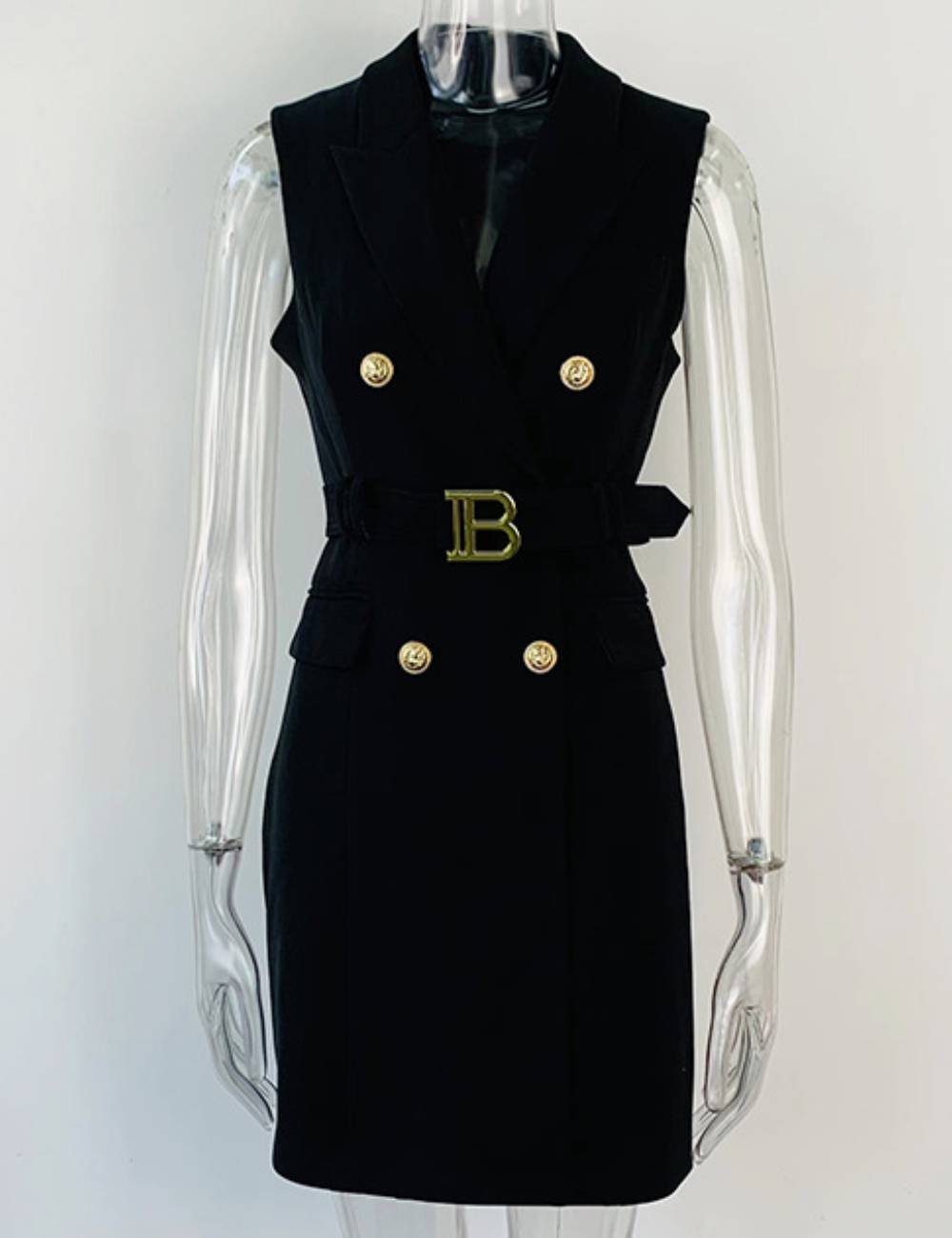 Ladies V-Neck Button Sleeveless Trench Coat SKD50434