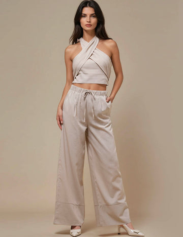 Ladies Halter Top & Pants 2PCS Everyday Set SKST50365