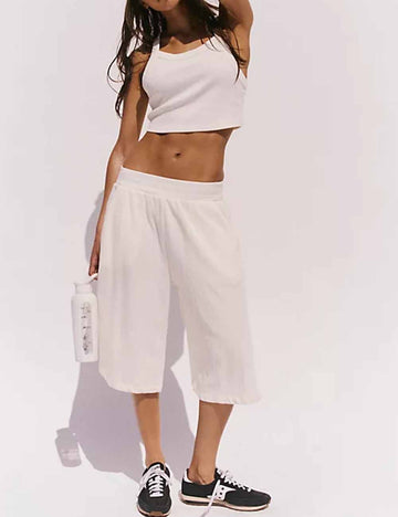Ladies Ribbed Sleeveless Vest Top & Shorts Set