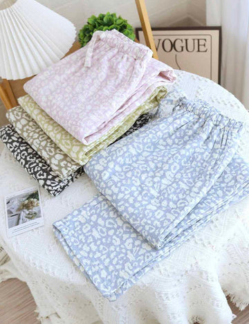 Ladies Leopard Print Elastic Waisr Loungwear Pants 8SKP51112