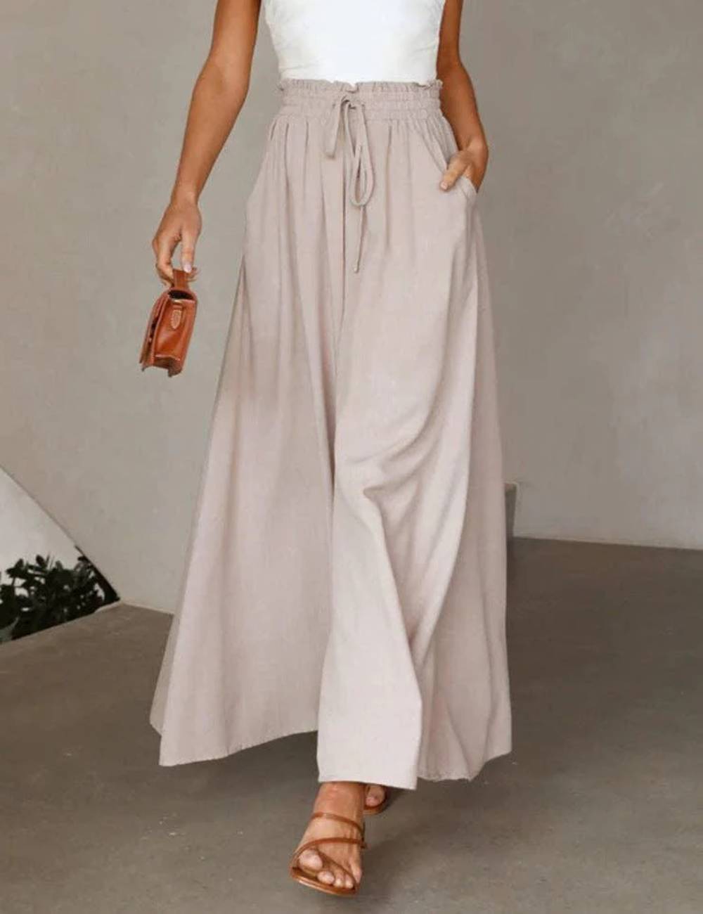 Ladies High Waist Wide Leg Daily Pants BL0121