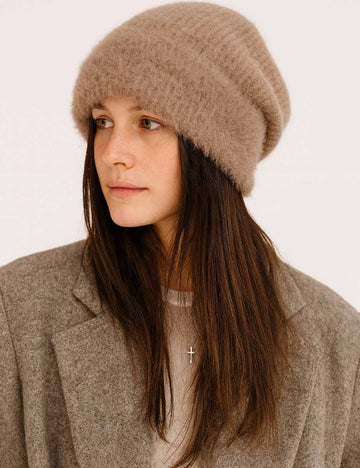 Ladies Cozy Fuzzy Solid Color Slouchy Knit Hat