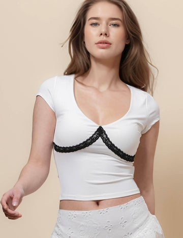 Ladies Round Neck Short Sleeves Baby Tee SKT51016