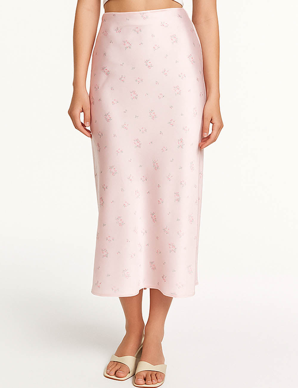 Ladies Stain Floral Print Midi Skirt