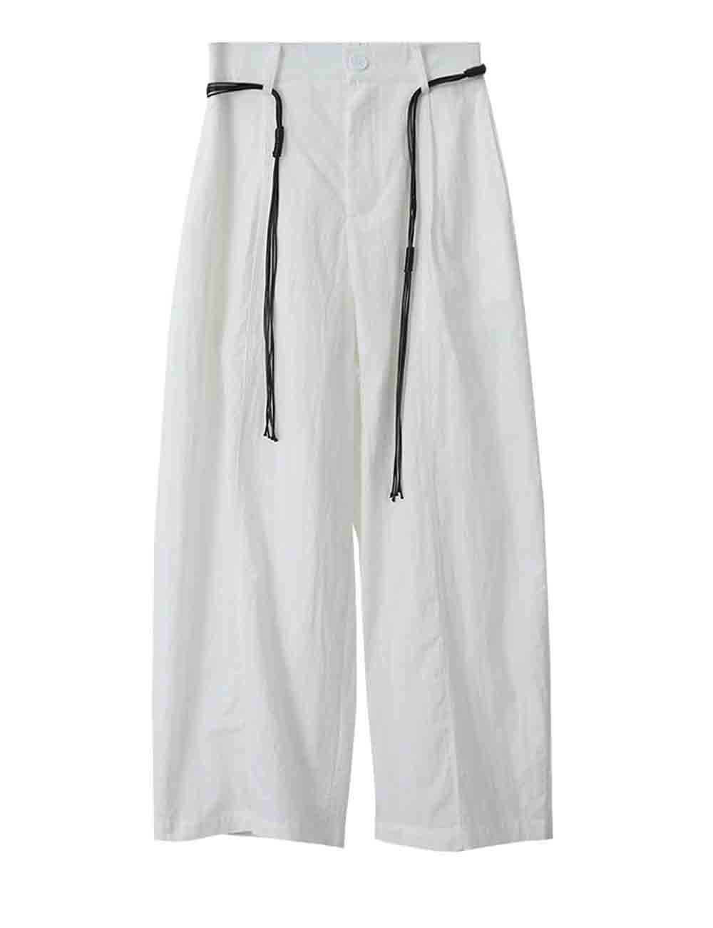 Ladies Solid Color String Tie Wide Leg Pants