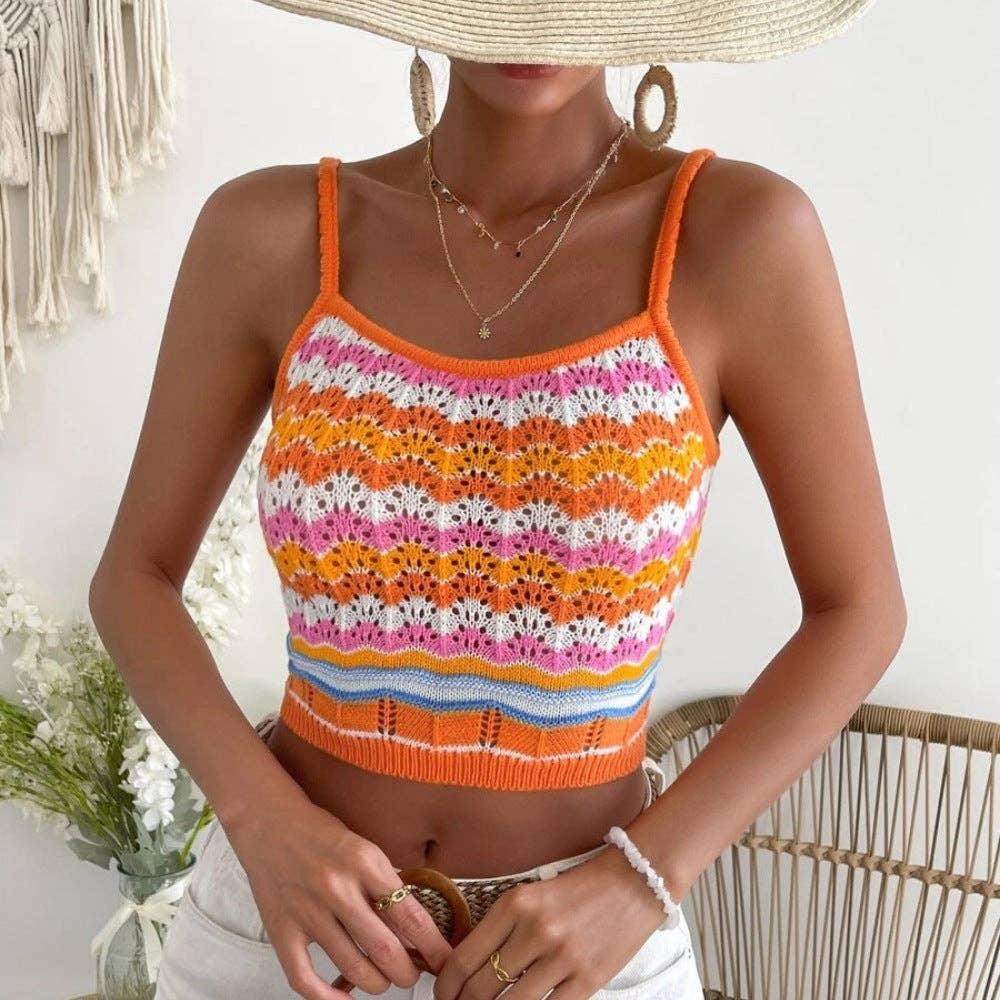 Ladies 2 Shoulder Multicolor Knit Daily Top CJ2378 - SWEETKAMA