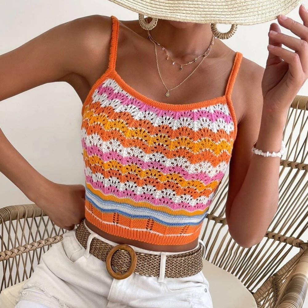 Ladies 2 Shoulder Multicolor Knit Daily Top CJ2378 - SWEETKAMA