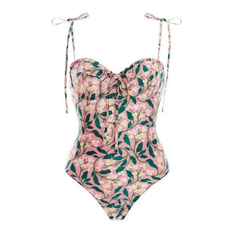 Ladies 3-Piece Floral Print Bikini Swimsuits with Cover Up Y129 - SWEETKAMA